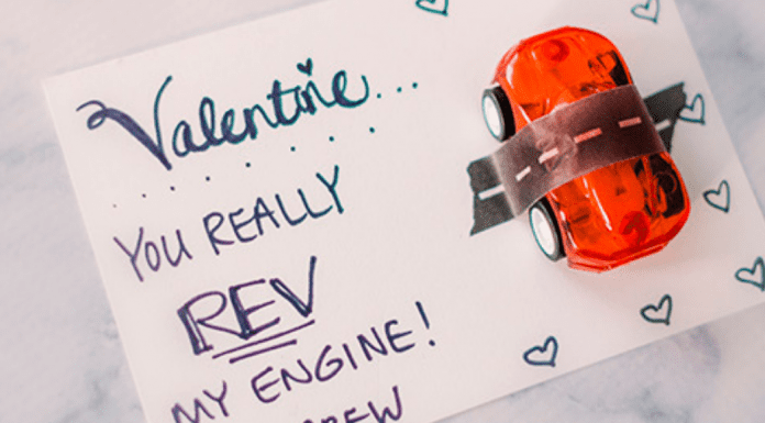 valentine with toy car. non-candy valentine ideas