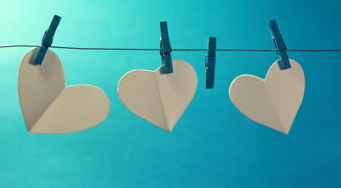 white hearts on clothesline